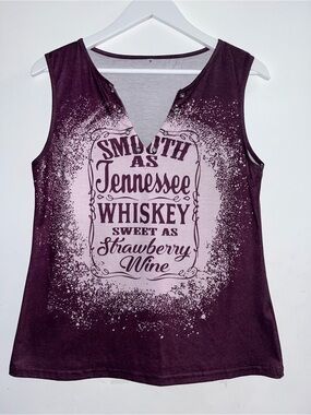 Maurices Purple Graphic Tank with Light Pink Print